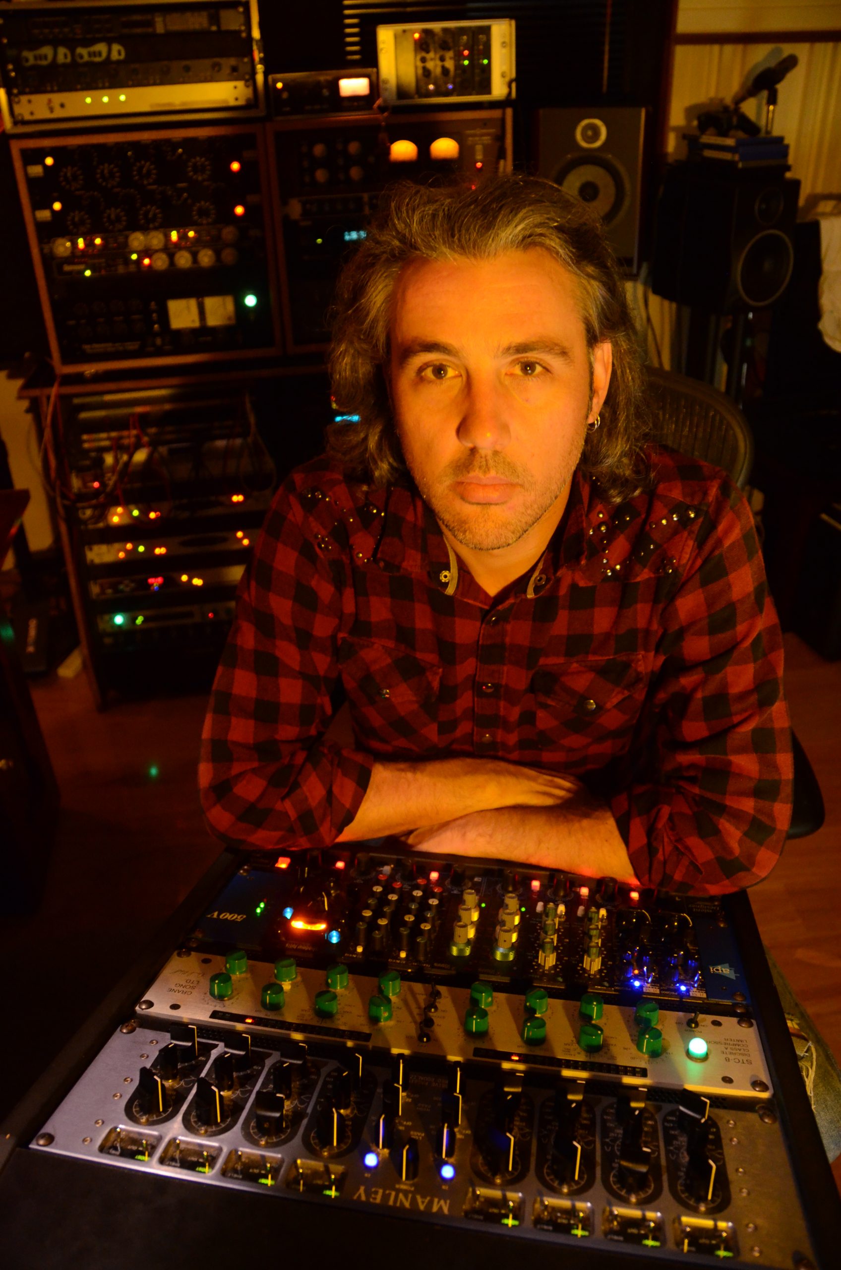 Nathan Johnson at the mastering console